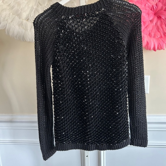Black Sequined Beaded Manoush Cardigan Size S - Picture 3 of 4